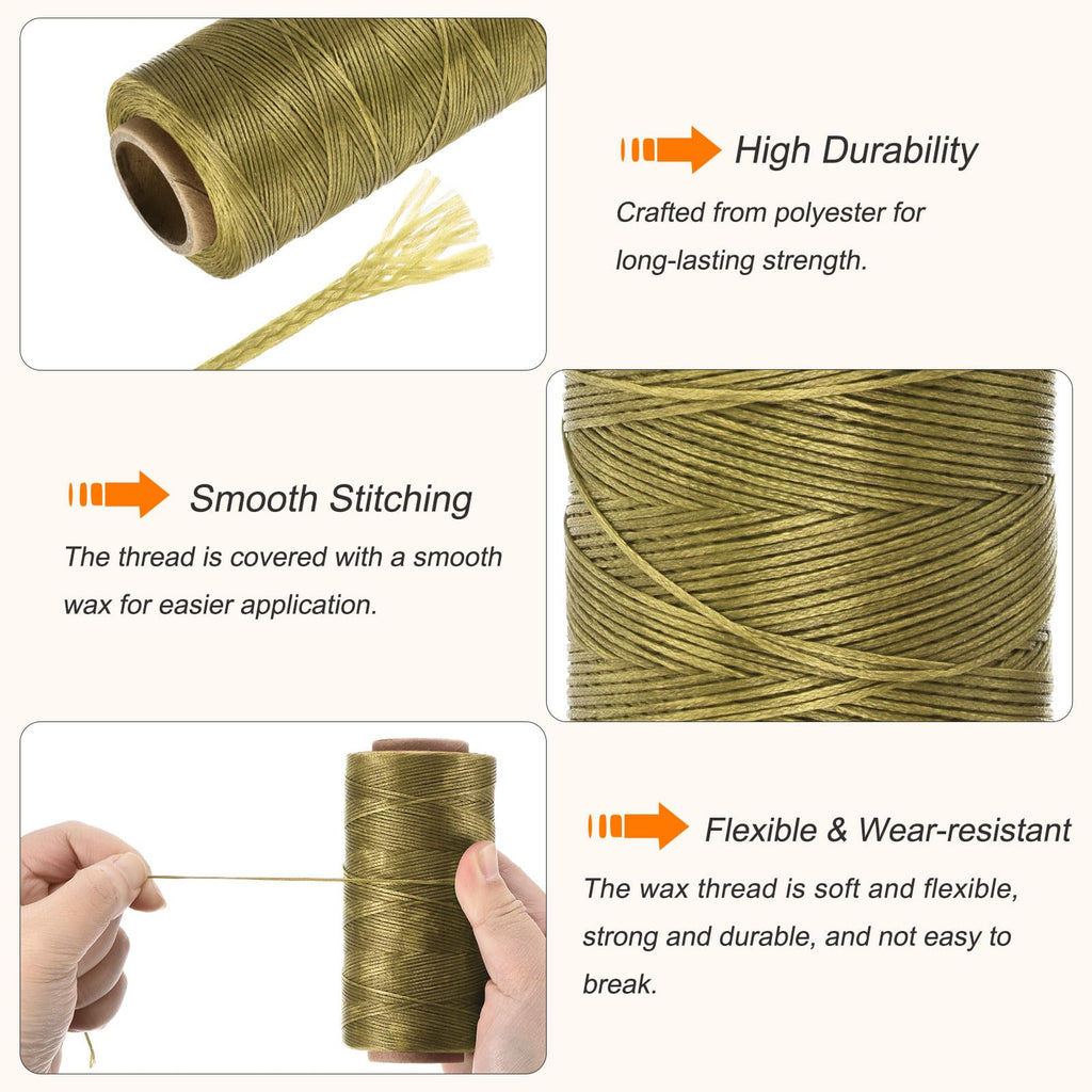Waxed Thread Wax String 284 Yard 0.8mm 150D Flat Deep Khaki