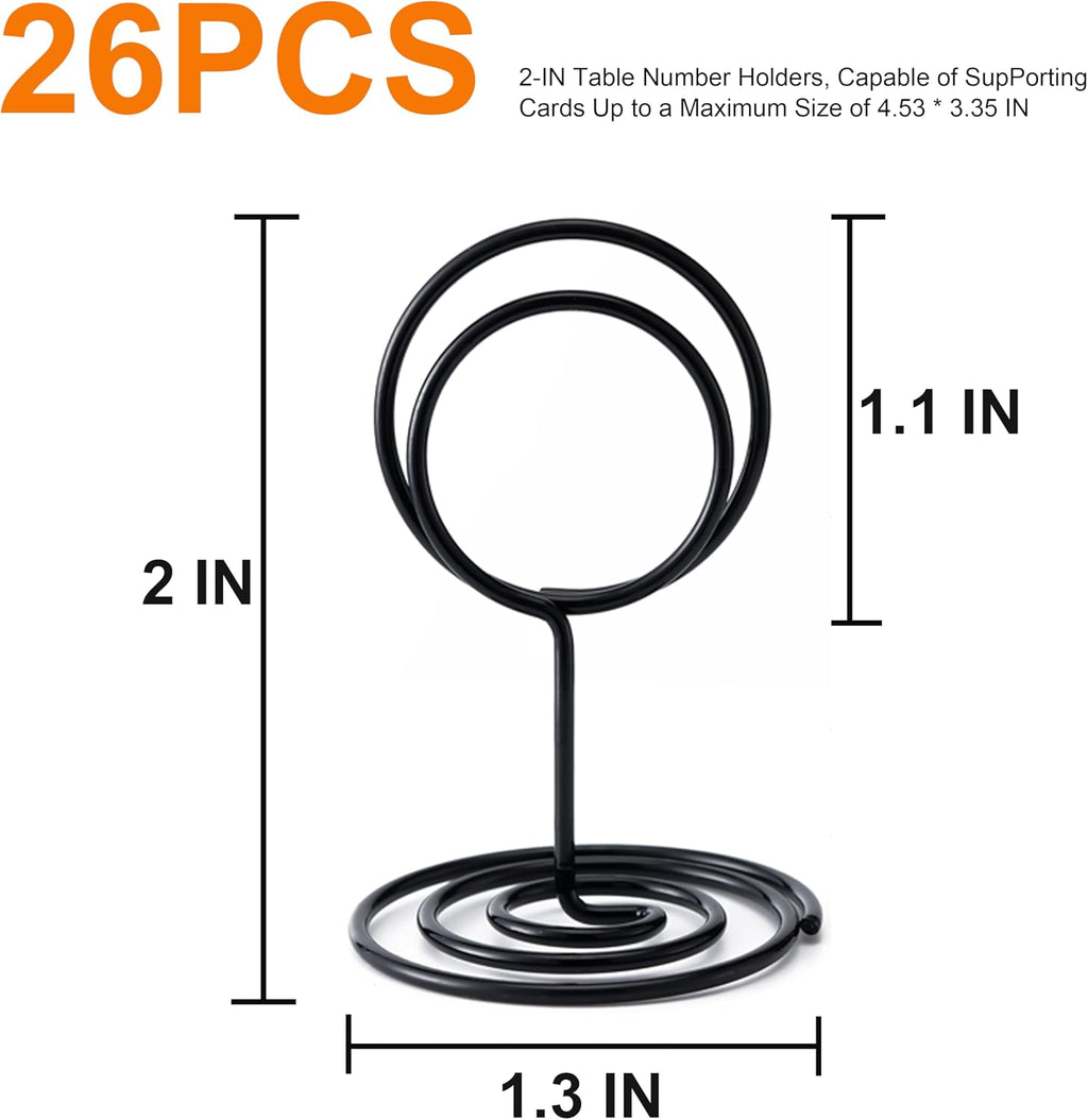 Table Number Holders, 26PCS Place Card Holder, Photo Holder (2" Black) | Picture Holder, Cards Stand Name Menu Clips