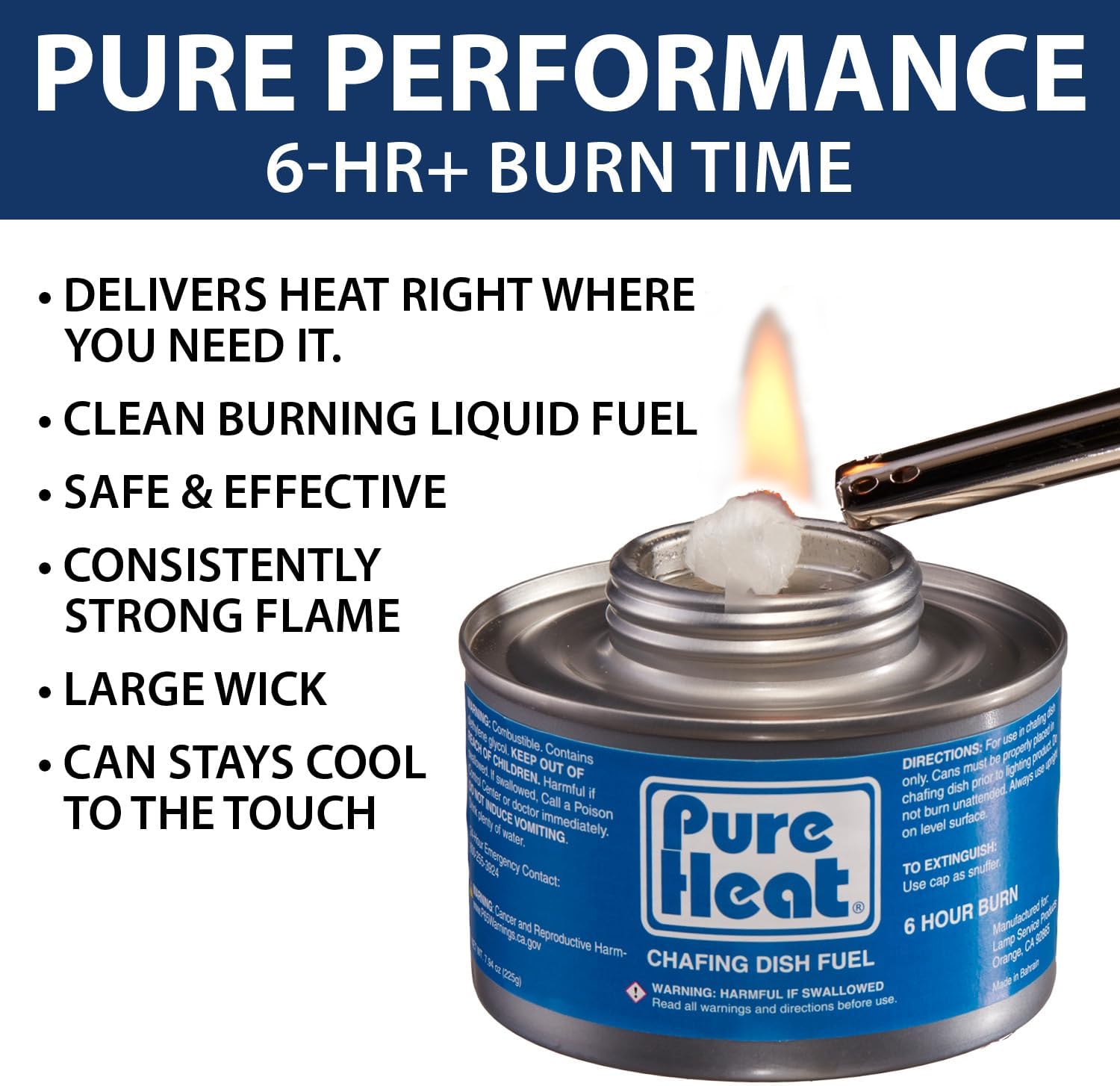 6-Hour Chafing Fuel Cans (12 Pack) - Resealable Burner Fuel - Food Warmer Cans for Chafing Dishes - Canned Heat