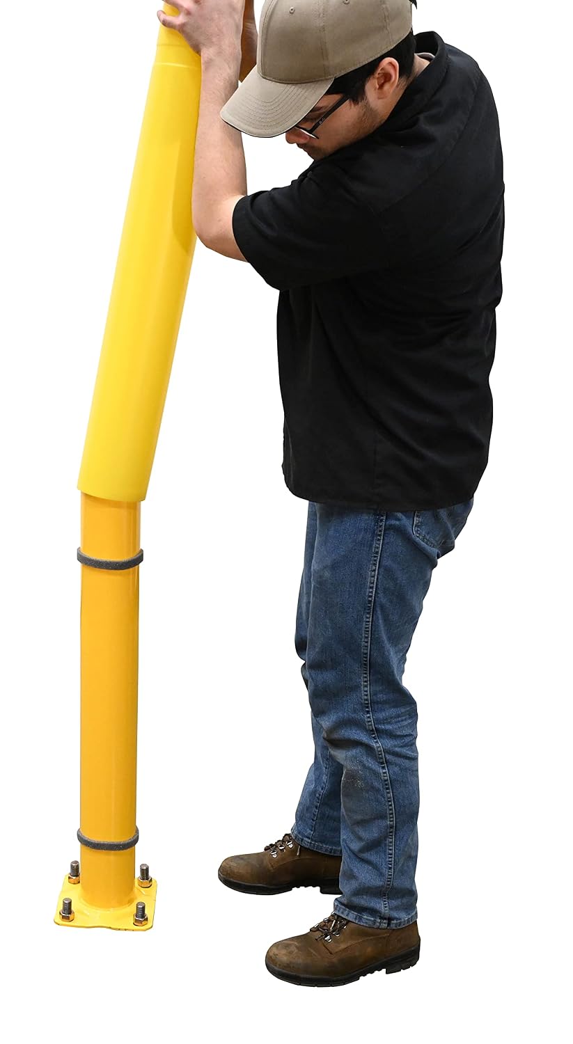 BPC-36-4.5 Low Density Polyethylene Bollard Post Cover 36 in. x 4-1/2 in. Yellow