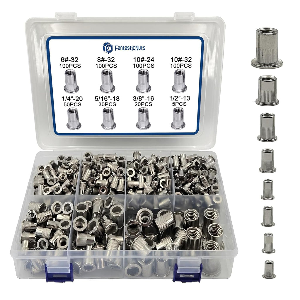 505 Pcs Stainless Steel SAE Rivet Nut Assortment Kit
