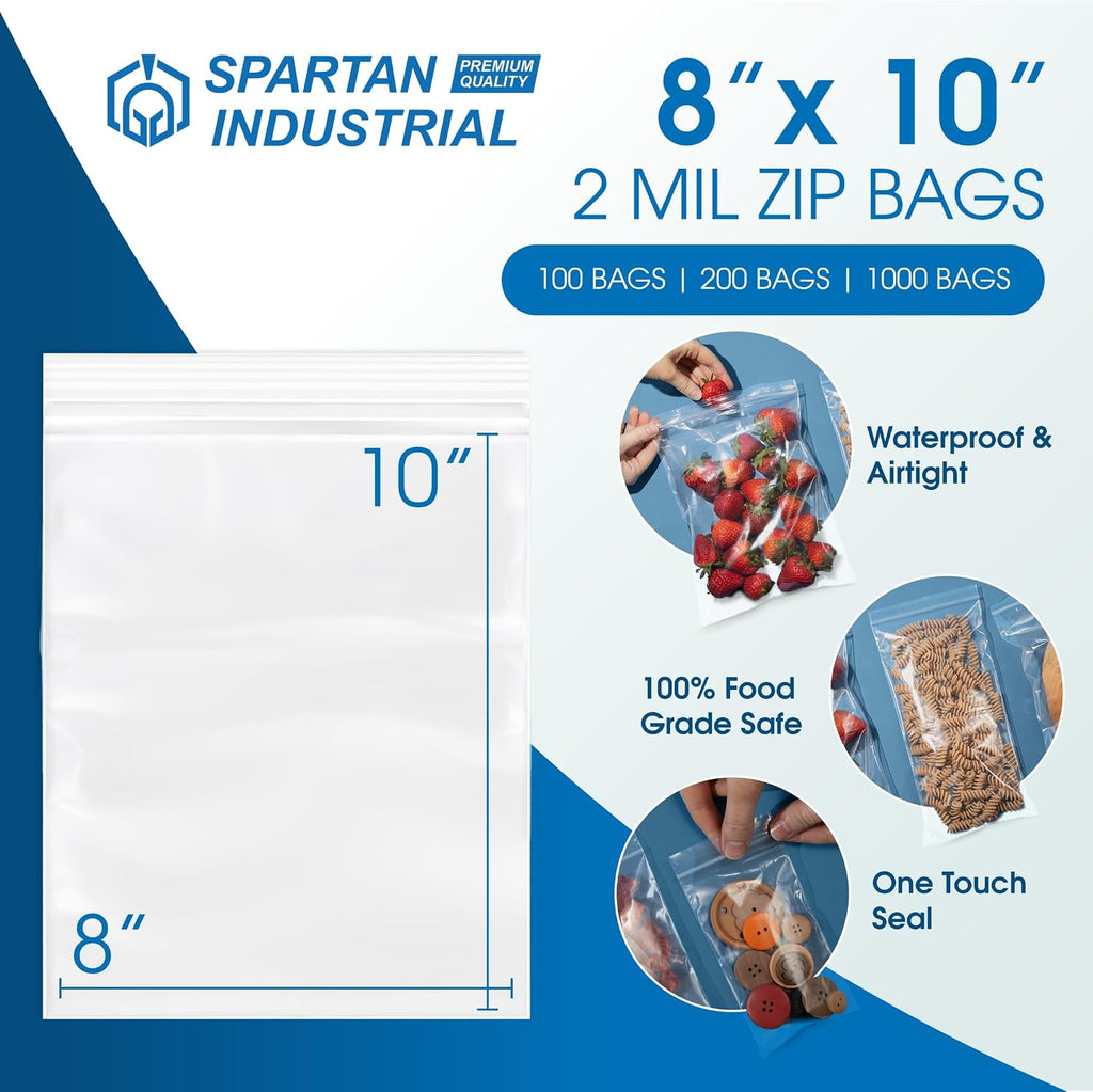 8” X 10” (1000 Count) Quart Clear Reclosable Zip Plastic Poly Bags