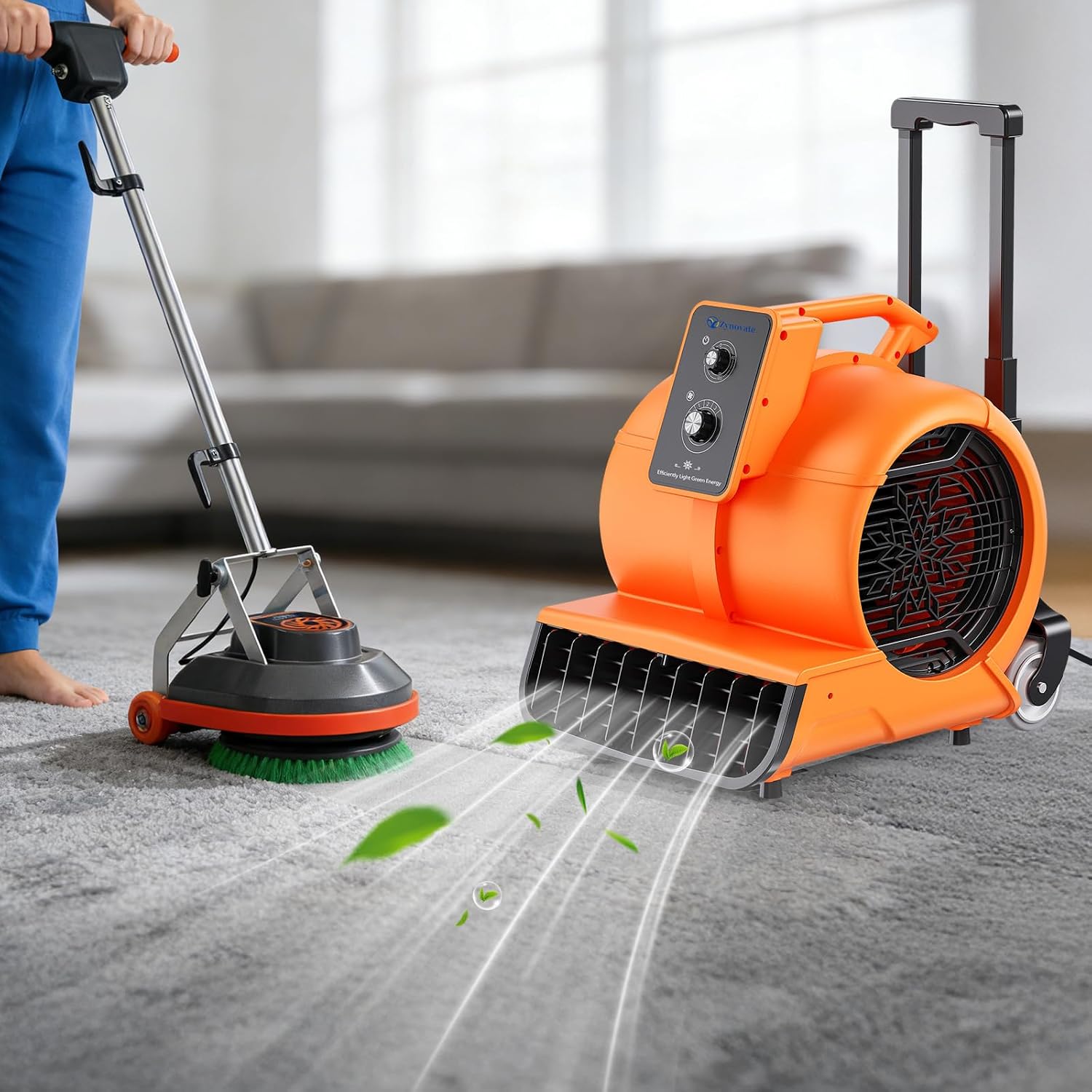 Air Mover 1 HP 4000 CFM Portable Blower Fan Carpet Dryer, Floor Dryer Fan | 3-Speed, 3 Adjustable Angles, Timer