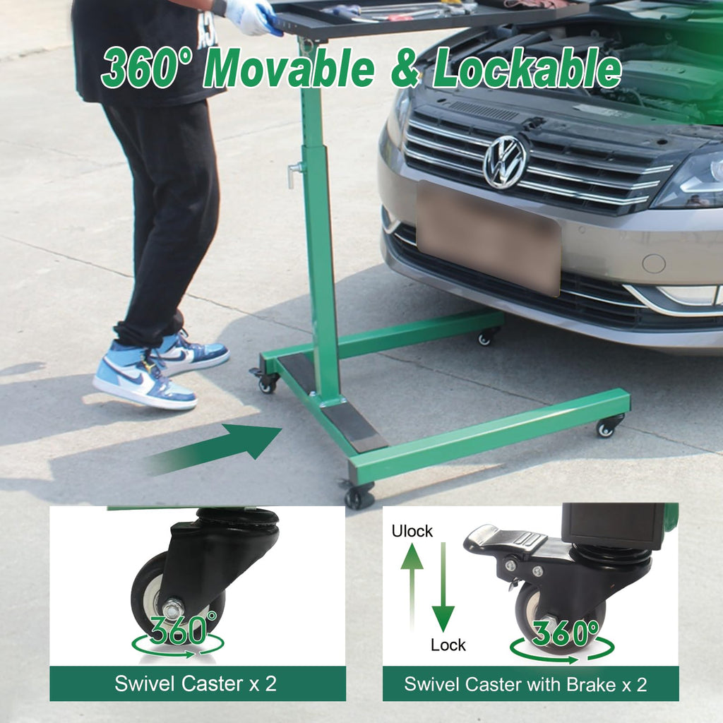 Mobile Work Table, Rolling Tool Cart with Brake Wheels, Large Work Bench