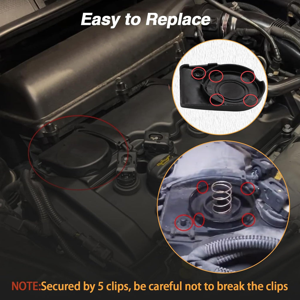 FUSCH PCV Valve Cover Cap with Membrane Rocker Cover PCV Valve Membrane Cap Seal Repair kit Compatible with MINI Cooper S Clubman with N18 Engine Related Cylinder Head Cover # 11-12-7-646-552