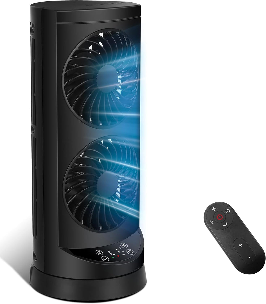 Tower Fan for Bedroom,24 ft/s Portable Desk Table Fan with Remote | 4 Speeds,12H Timer,60° & 110° Oscillating