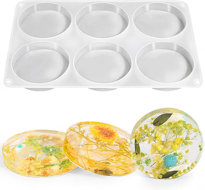 6 Cavity Deep Coaster Mold for Epoxy Resin, Flower Preserve | Thickened 0.78" Deep, Smooth Non-Stick Interior