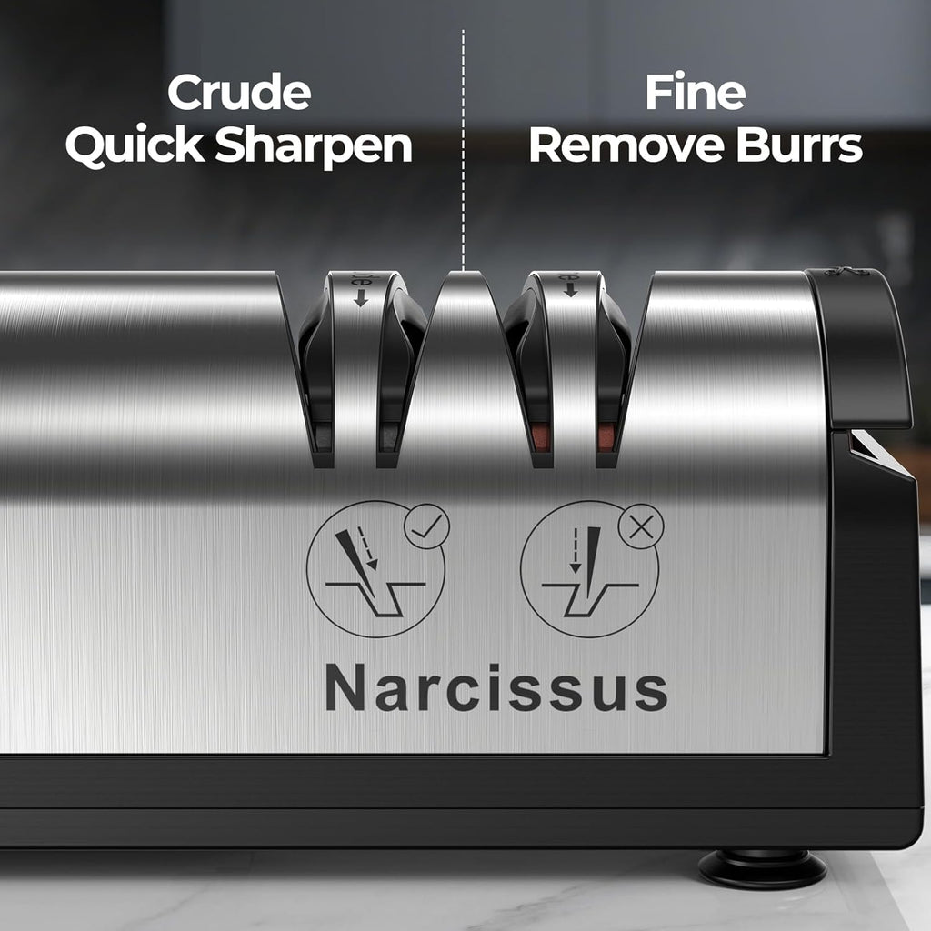 Knife Sharpener, Professional 2 Stage Electric Knife Sharpener for Quick Sharpening & Polishing, with Scissors