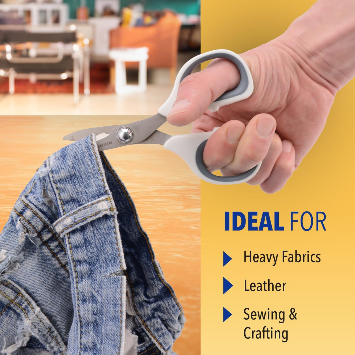 5.5" Rag Snips, Crafting, Quilting & Sewing Scissors for Fabric Cutting with Titanium-Bonded Blades