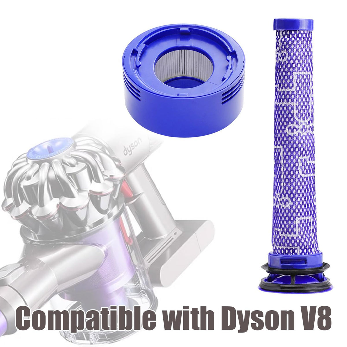 INF Pre-filter and Post-filter Set compatible with Dyson V8 Blue/Purple 2-Pack