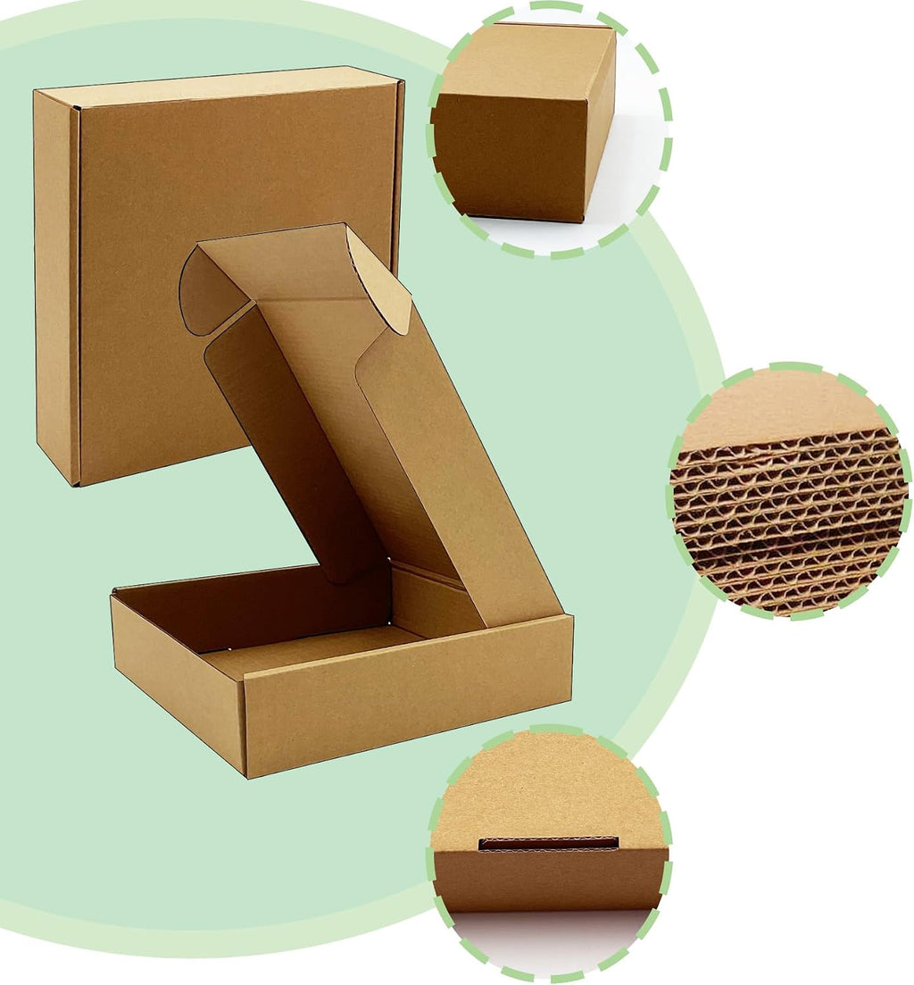 8x8x2 inch Shipping Boxes, Bulk 28 Pack, Brown Corrugated Cardboard Mailers