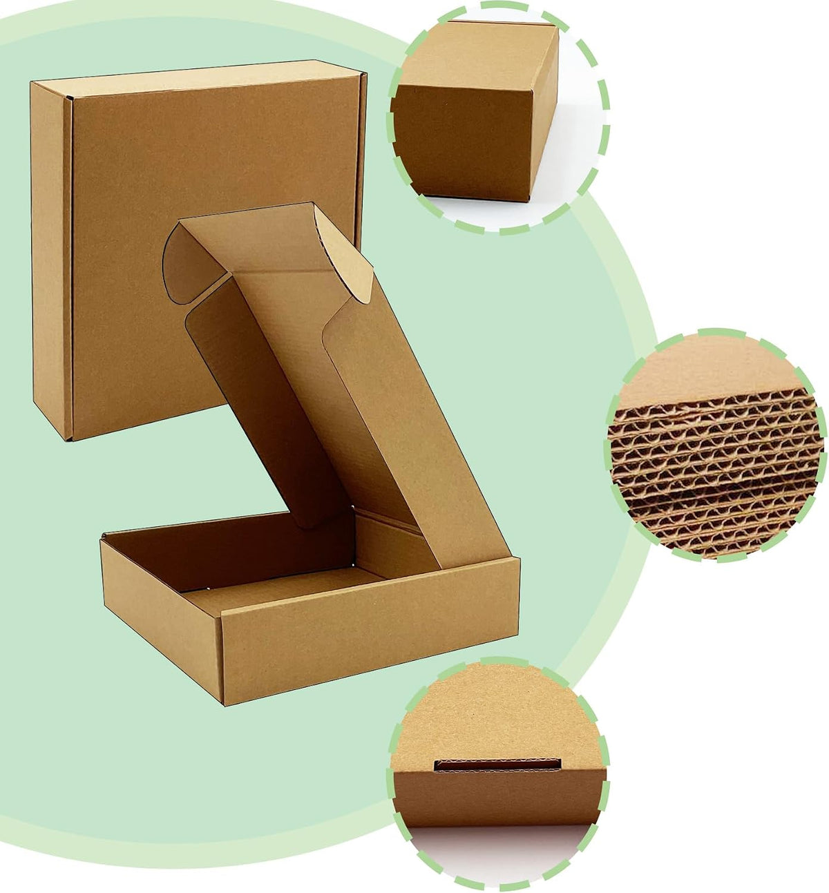 8x8x2 inch Shipping Boxes, Bulk 28 Pack, Brown Corrugated Cardboard Mailers