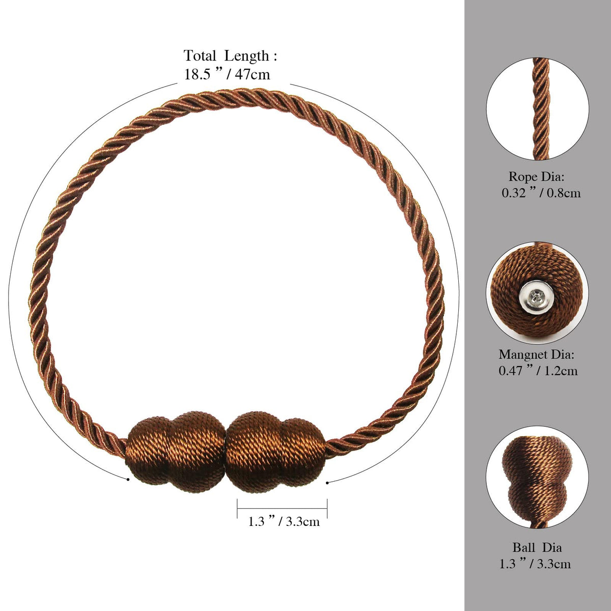 Magnetic Curtain Tiebacks Decorative Rope Curtain Holdbacks Drapes Hangtty