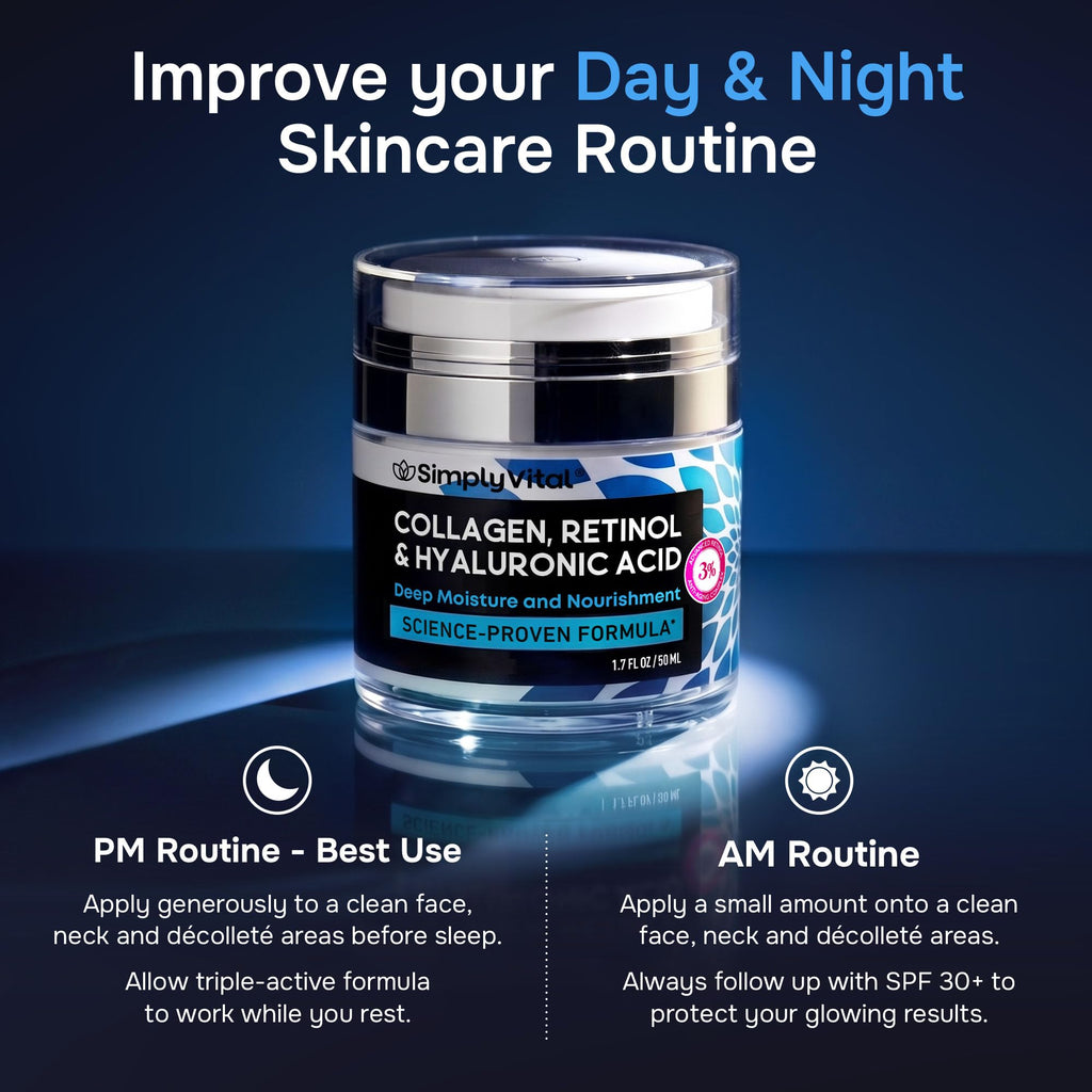 Face Moisturizer Retinol Collagen Hyaluronic 1.7 oz (Pack of 2)