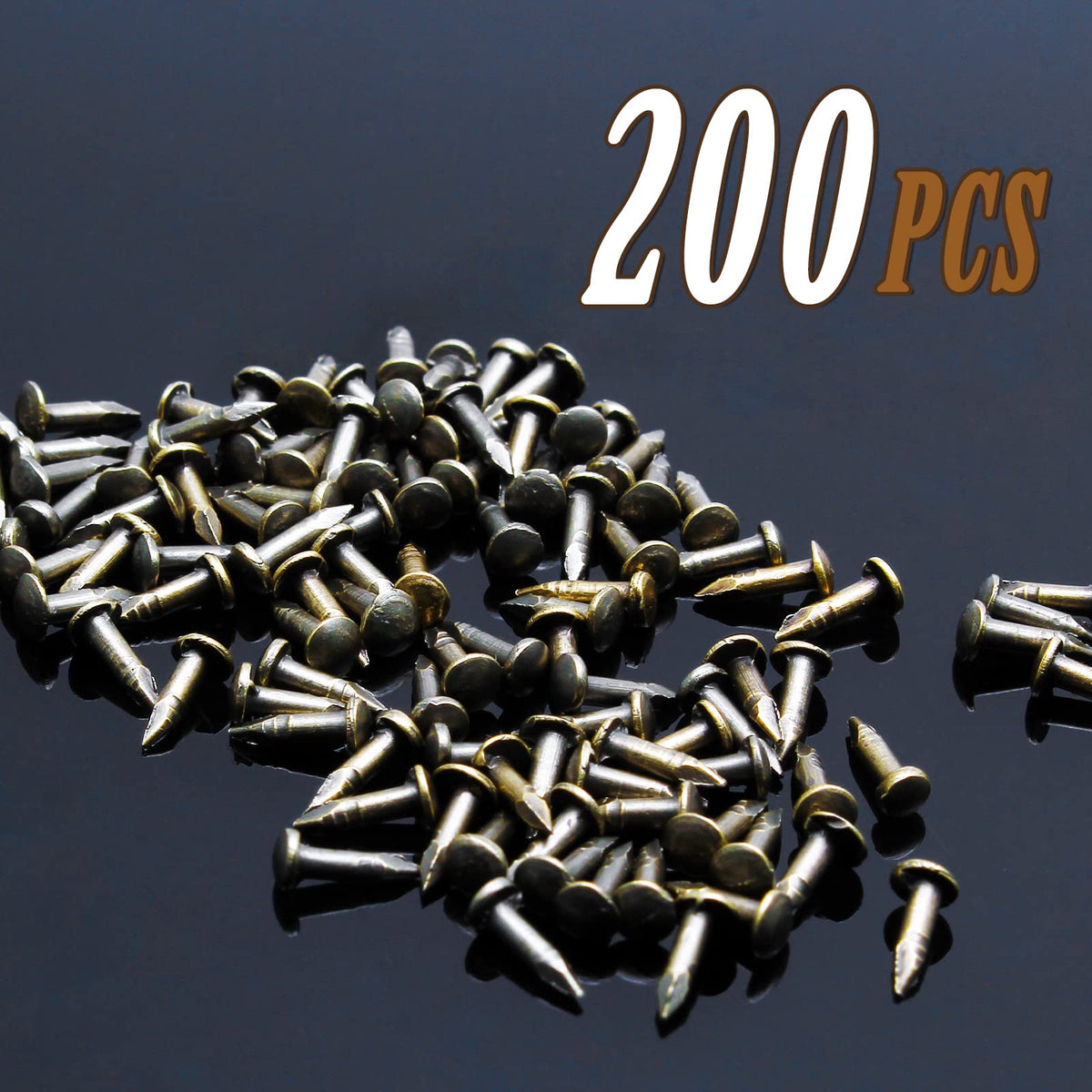 Tiny Brad Nails, Bronze, 1.2x6mm, 200 Pcs