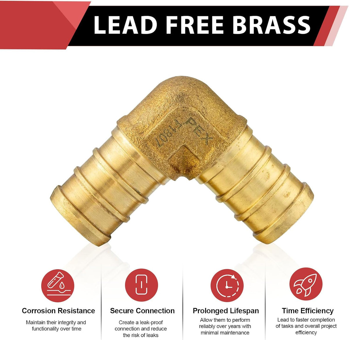 25PACK EFIELD 1/2 Inch Pex Elbow Barb Crimp Brass Fitting(PEX1807052-25)