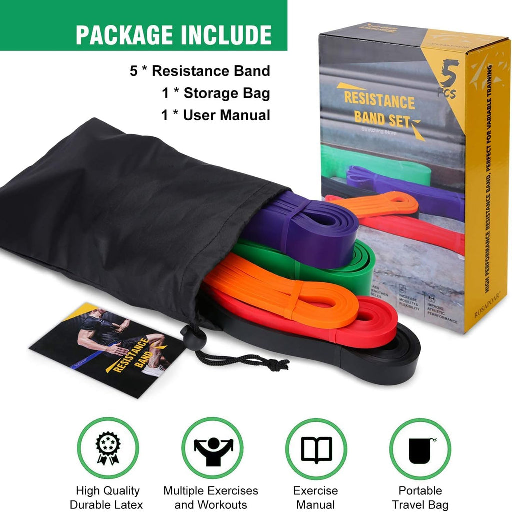 Resistance Bands, Pull Up Assist Bands - Workout Bands, Eexercise Bands, Long Resistance Bands Set for Working Out