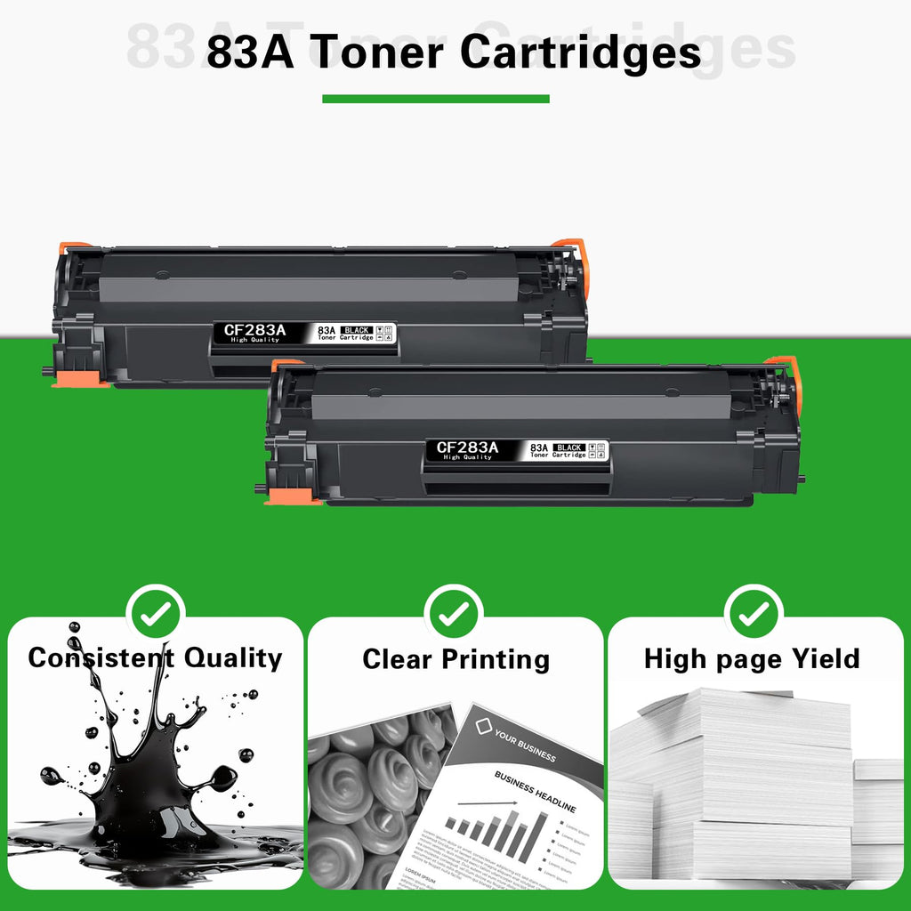 83A Black Toner Cartridge 2-Pack Replacement for HP 83A CF283A 83X CF283X