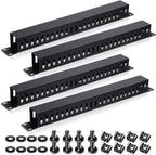 Leinuosen 4 Pcak 1u 19'' Cable Manager 24 Slot Horizontal Rack Mount