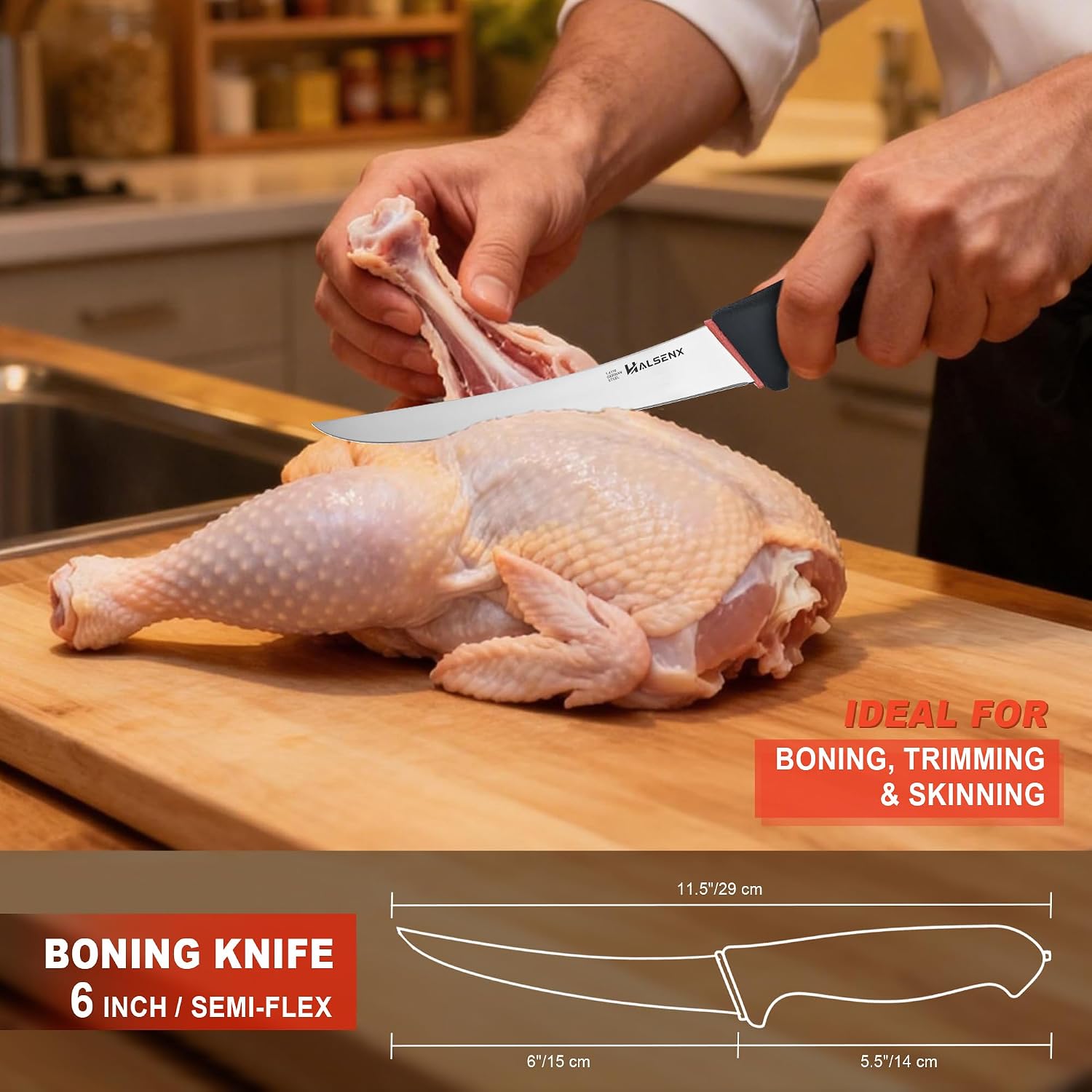 Butcher Knife Set 3PCS，Professional Meat Cutting & Deboning Kit