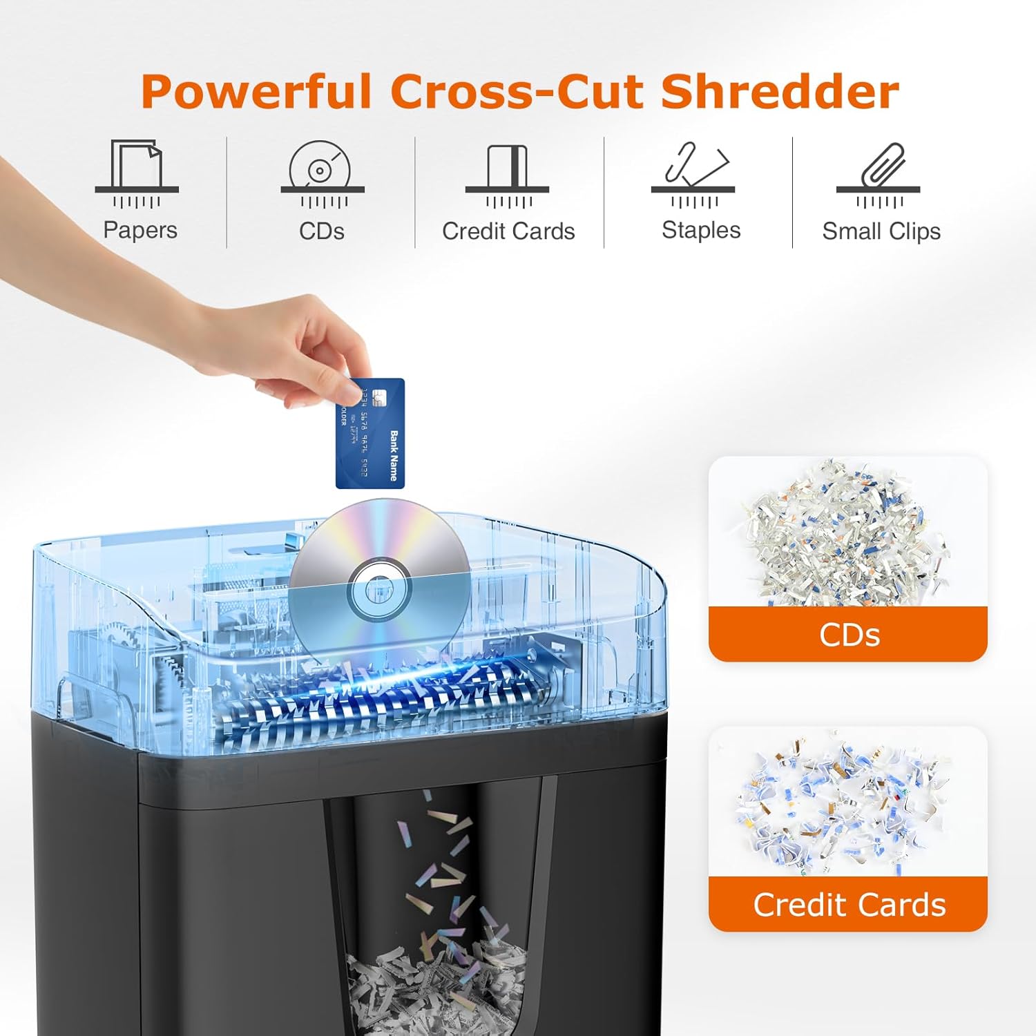 12-Sheet Cross Cut Heavy Duty Paper Shredder for Home Office | P-4 Security Level, Jam-Proof System, 5.5Gal Pullout