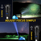 Rechargeable Flashlights High Lumens, 7Mode Super Bright Flashlight Powerful, Adjustable Tactical Flash Light, Gifts