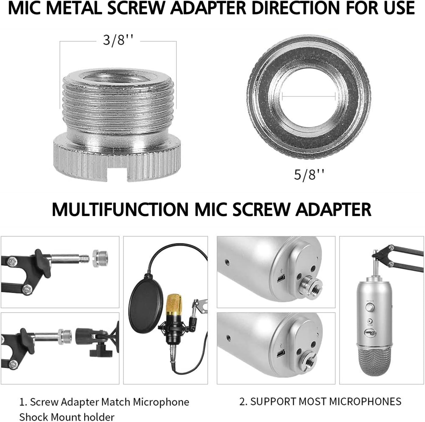 Microphone Stand for Blue Yeti, Quadcast Boom Arm Scissor Mic Stand with Windscreen and Double layered screen Pop
