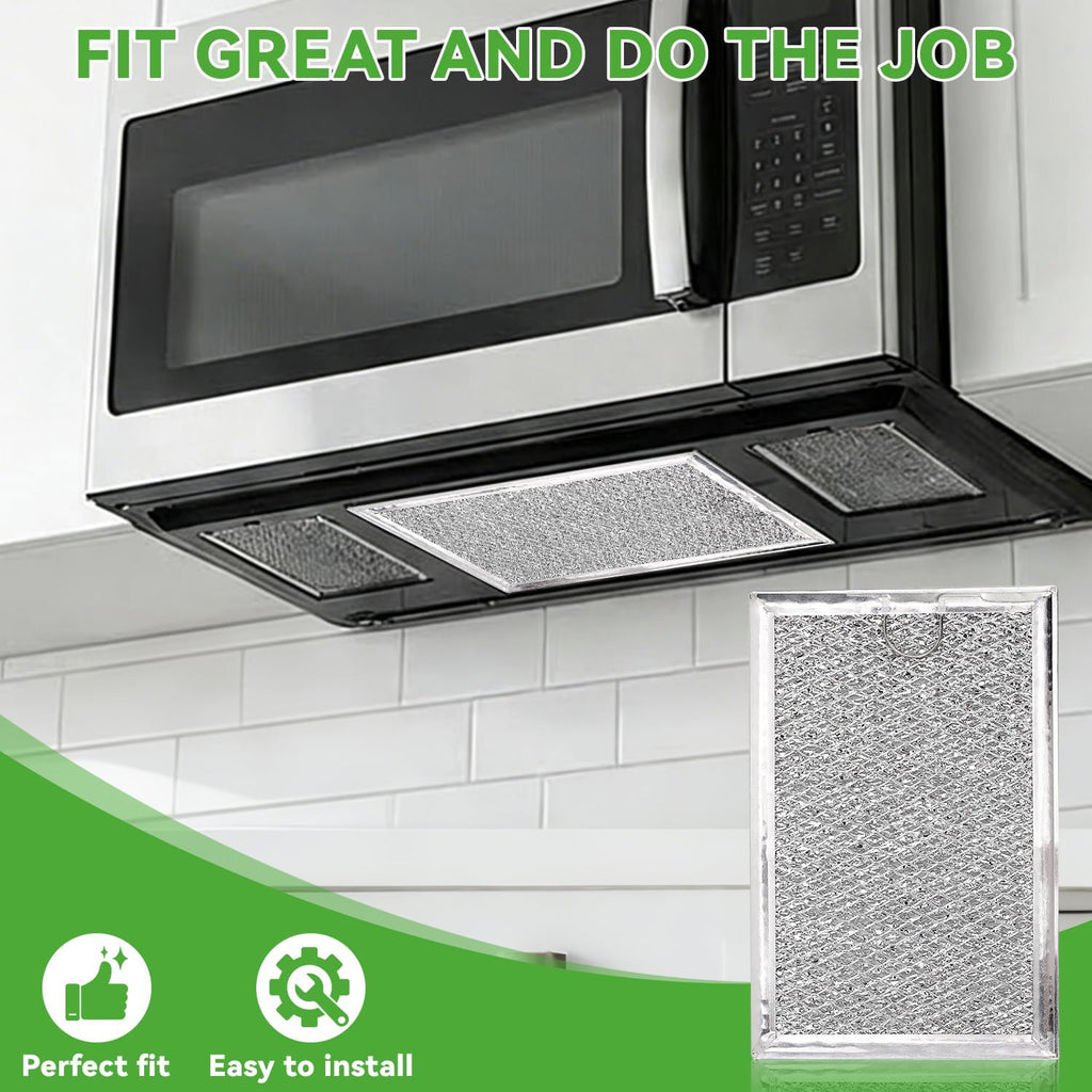 Microwave Grease Filter Replacement for WB02X35491 WB6X10359 Models, Aluminum Mesh Screen for GE, Whirlpool, Frigidaire Microwaves (7-5/8" x 5"), Microwave Vent Filter Replacement, Easy to Clean