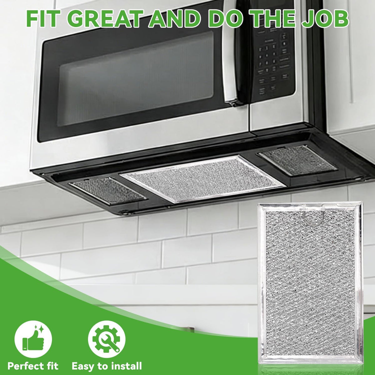 Microwave Grease Filter Replacement for WB02X35491 WB6X10359 Models, Aluminum Mesh Screen for GE, Whirlpool, Frigidaire Microwaves (7-5/8" x 5"), Microwave Vent Filter Replacement, Easy to Clean