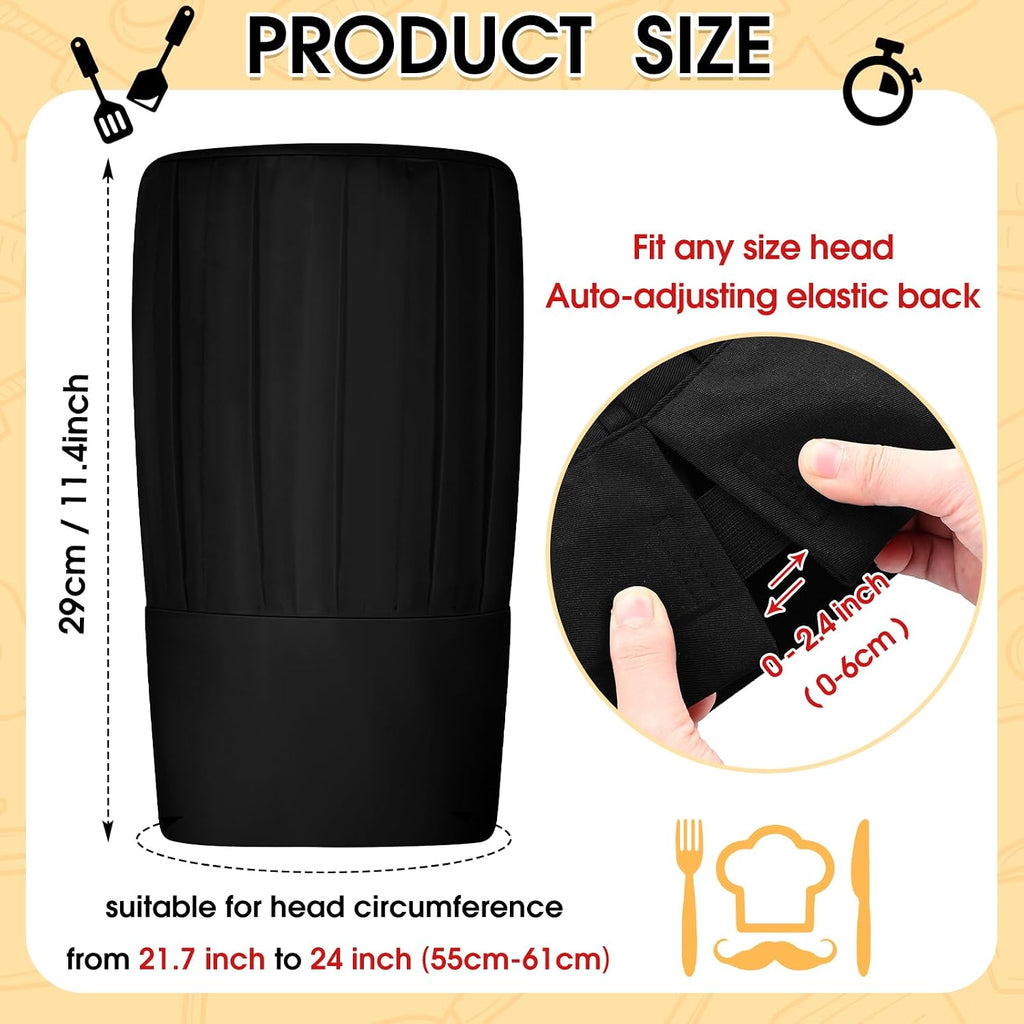 Halloween 3 Pcs Chef Unisex Costume Tall Hat Coat Bistro Apron Set Chef Jacket Coat Apron for Man(Long
