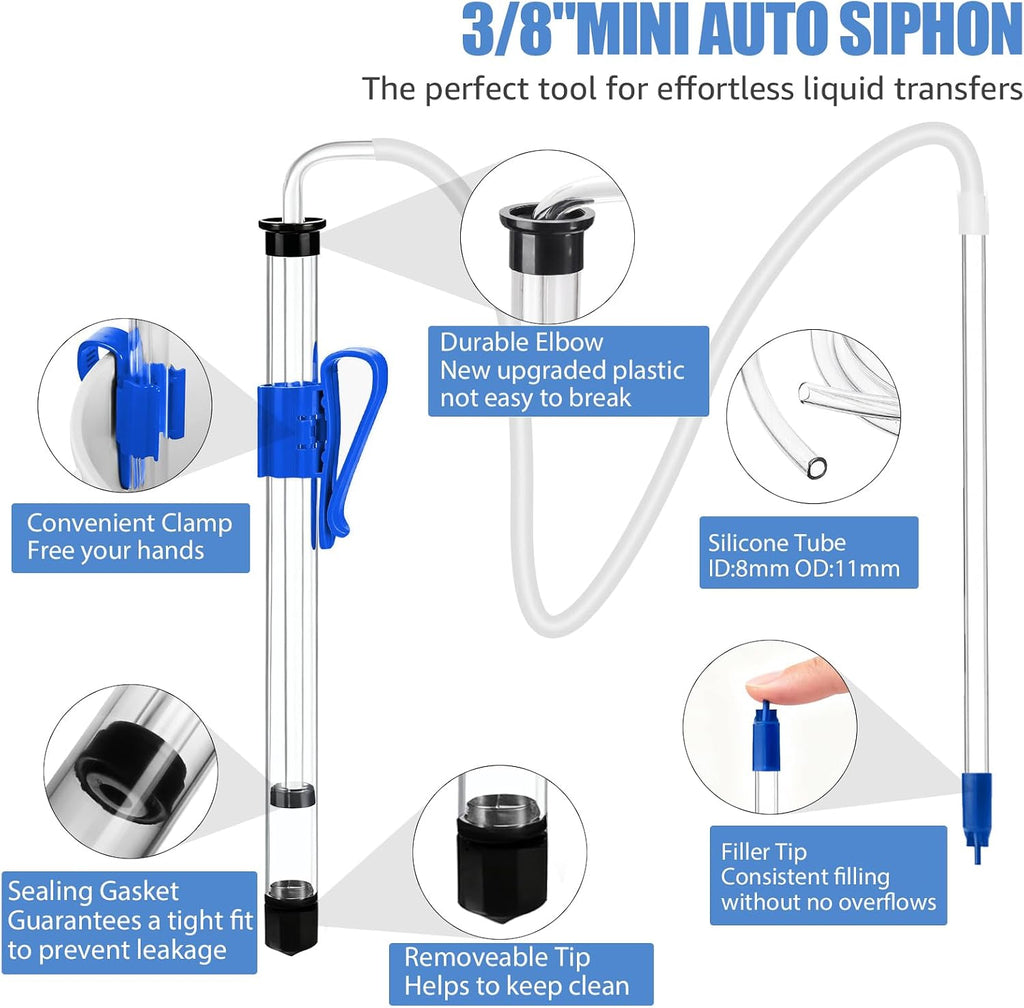 14” Auto Siphon with 12.” Bottle Wand & 5.5FT Food-Grade Silicone | Beer Wine Siphon Racking Cane fit Liquid