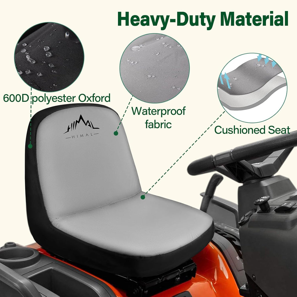 Himal Lawn Mower Seat Cover, Weatherproof Durable Tractor Seat Cover Gray S | Compatible with John Deere, Craftsman