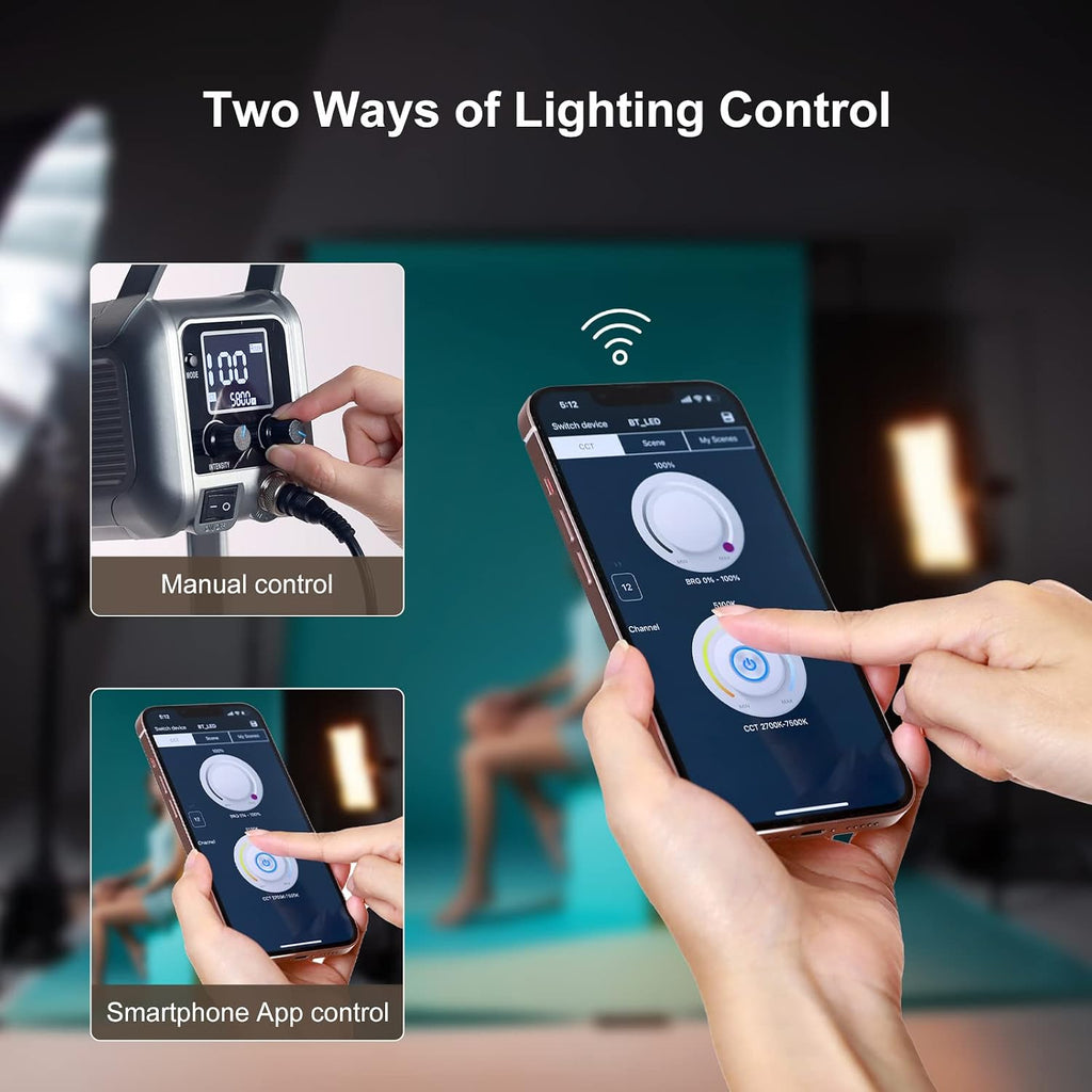 GVM 150W Video Light Kit, 2700K-7500K Continuous Lighting for Photography with Lantern Softbox&Stand, Bi-Color Studio