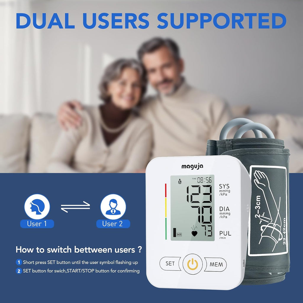 Upper Arm Blood Pressure Monitor Auto Digital for Home Use (White) | Blood Pressure Machine,One-Button Design BP