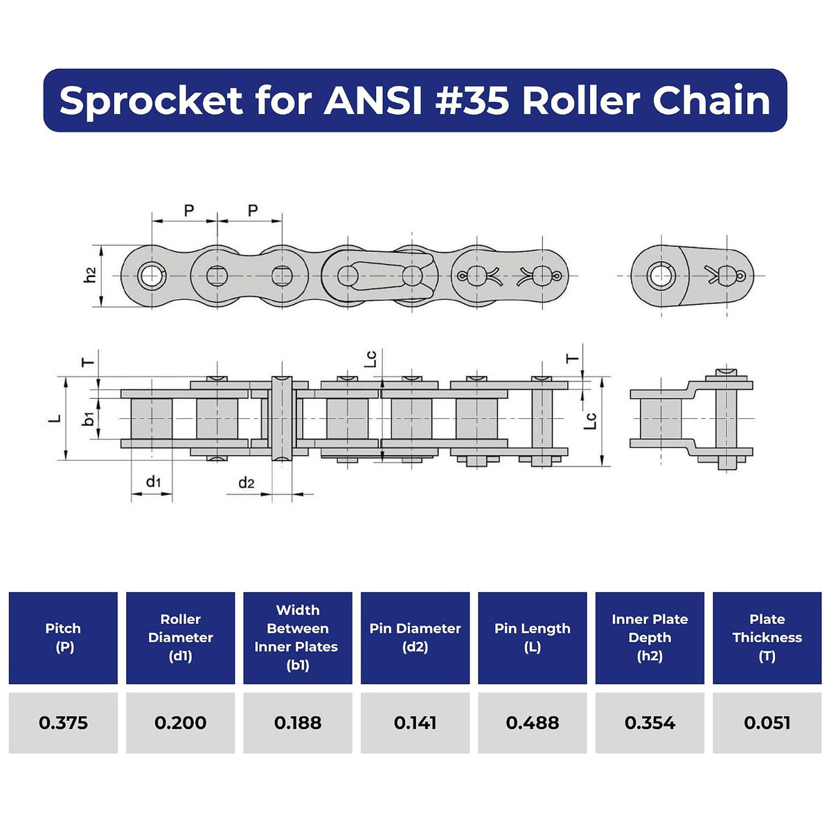 Jeremywell #35 Roller Chain Sprocket B Type 5/8" Bore Hardened 16 Tooth