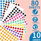 1/2 Inch Circle Sticker Labels, 4800 Sticker Dots, Adhesive and Writable Dots. Color Coding Labels and Adhesive Dots