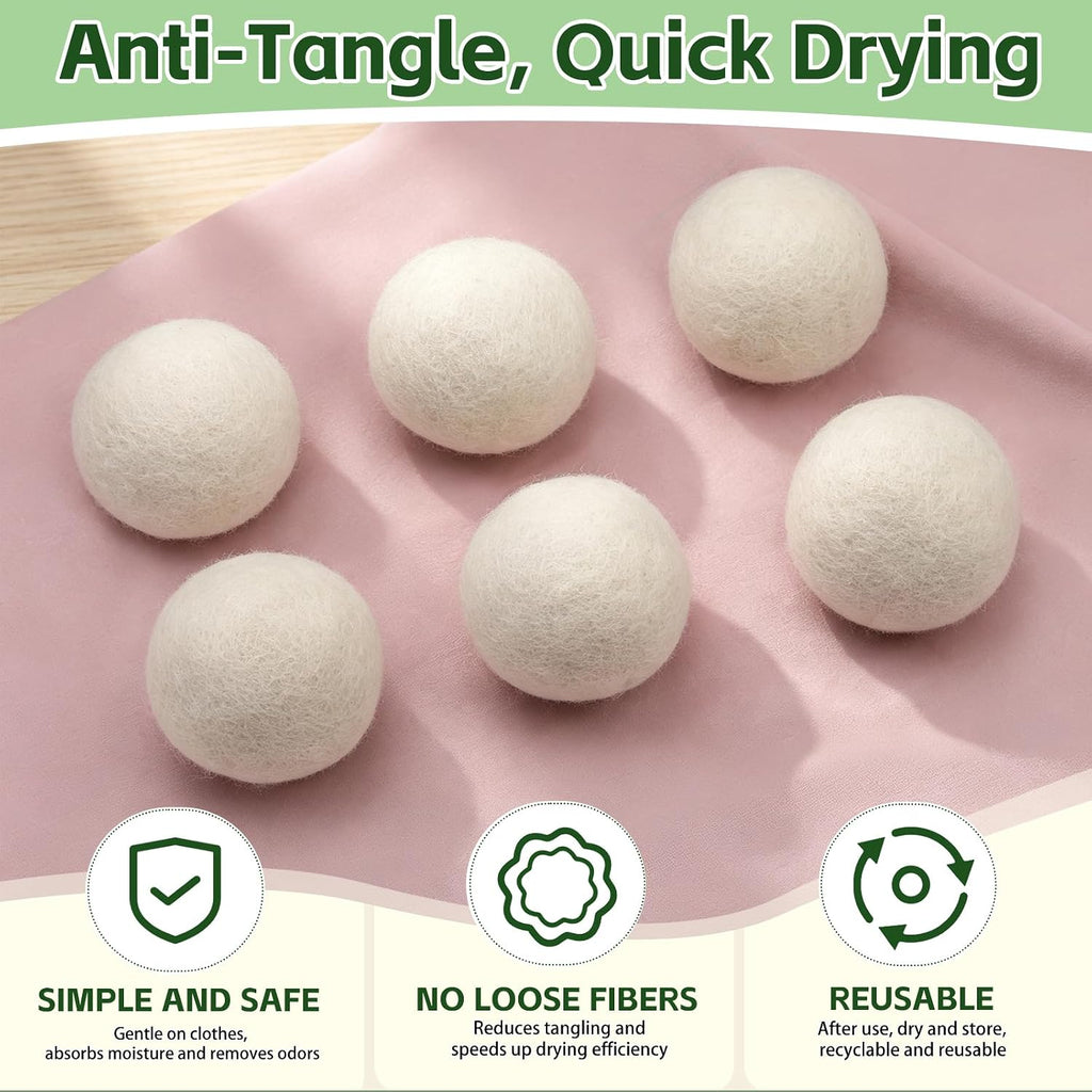 Wool Dryer Balls Laundry Balls for Dryer, Reusable Fabric Softener