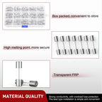 Nilight 150PCS 5x20mm Fast Blow Glass Fuses w/10PCS 16AWG Fuse Holders