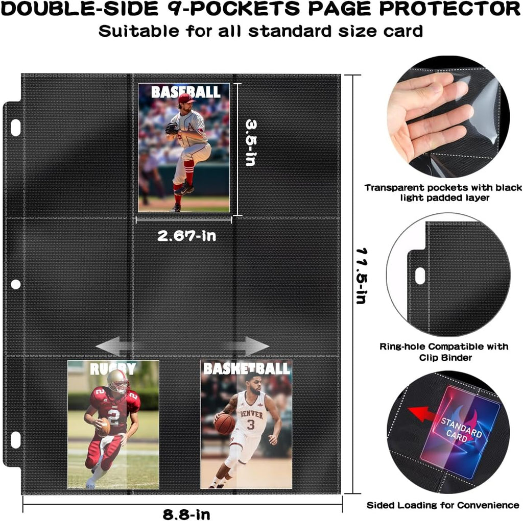 900 Pockets Trading Baseball Card Sleeves Binder, 50 Pages Double-Sided Protector Sports Card Binder Fit for MTG