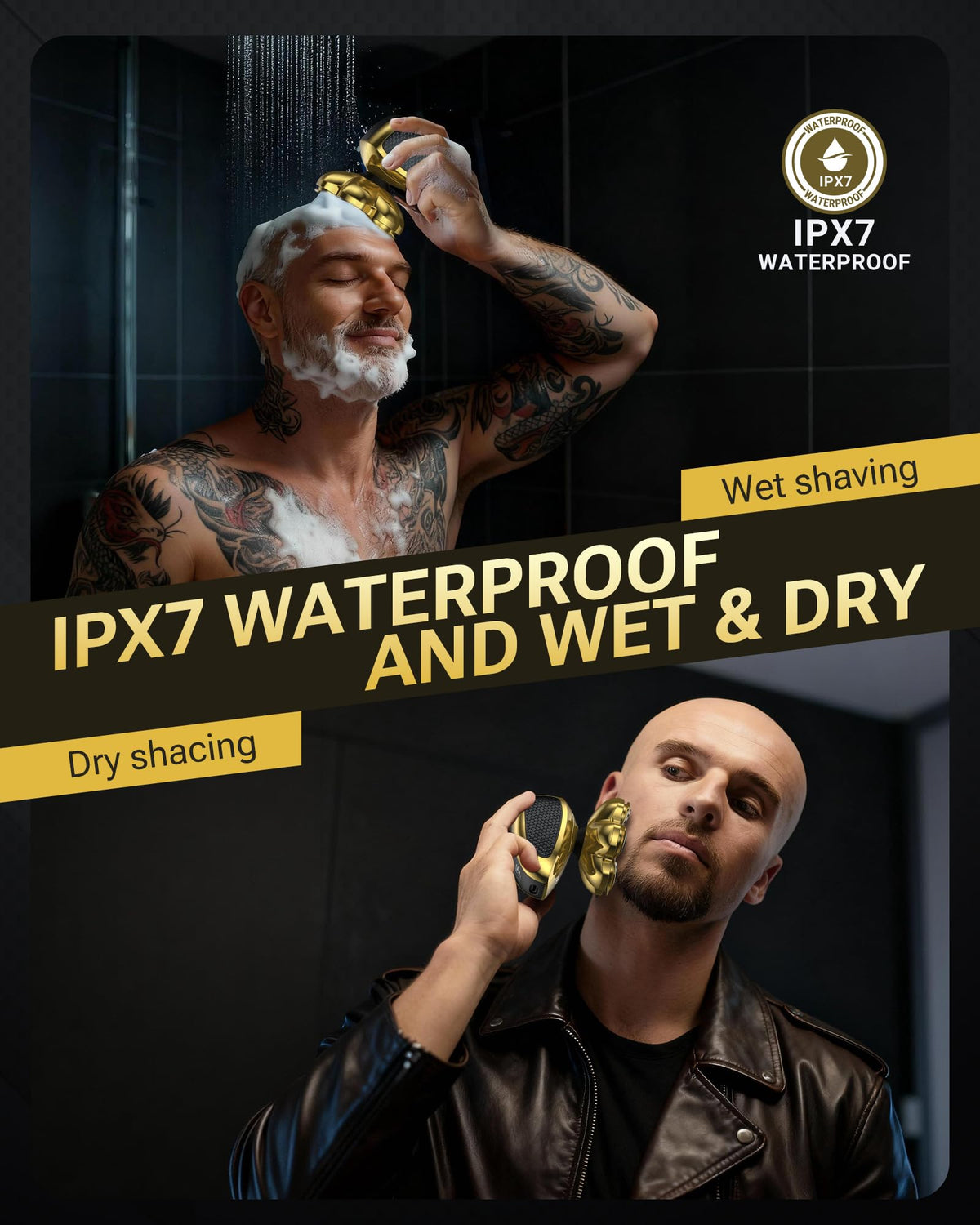 Head Shaver for Bald Men, 7D Floating Electric Razor, Close Smooth Shave for Head, Flexible Heads, Replaceable Blade