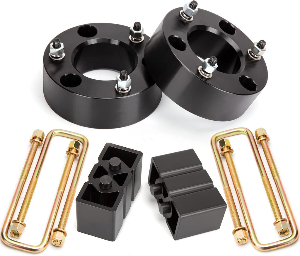 Dynofit Leveling Lift Kit 3" Front & 3" Rear for 2004-2020 F150 2WD/4WD, Full Suspension System w/Forged Aluminum Strut Spacers & Rear Blocks, U-Bolts, Achieve Aggressive Stance to Fit Larger Tires