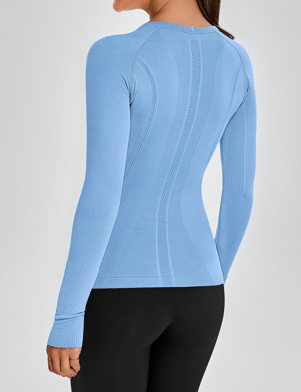 Womens Seamless Workout Shirts Long Sleeve Compression Tops Underscrub Athletic Gym Shirts