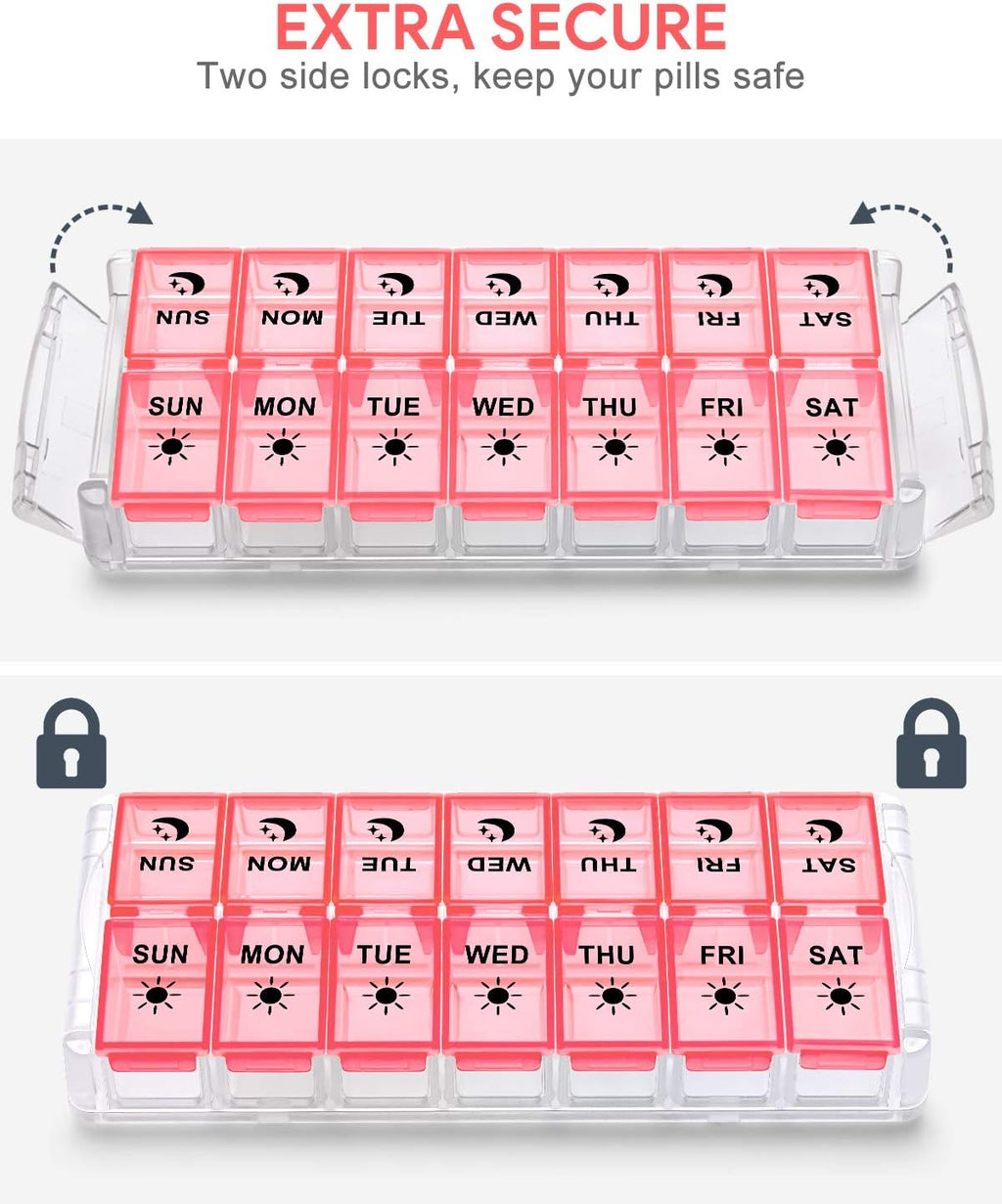 Weekly Pill Organizer 7 Day 2 Times a Day Extra Large, Quick Fill 2022 Fullicon AM PM XL Daily Pill Cases Pill Box