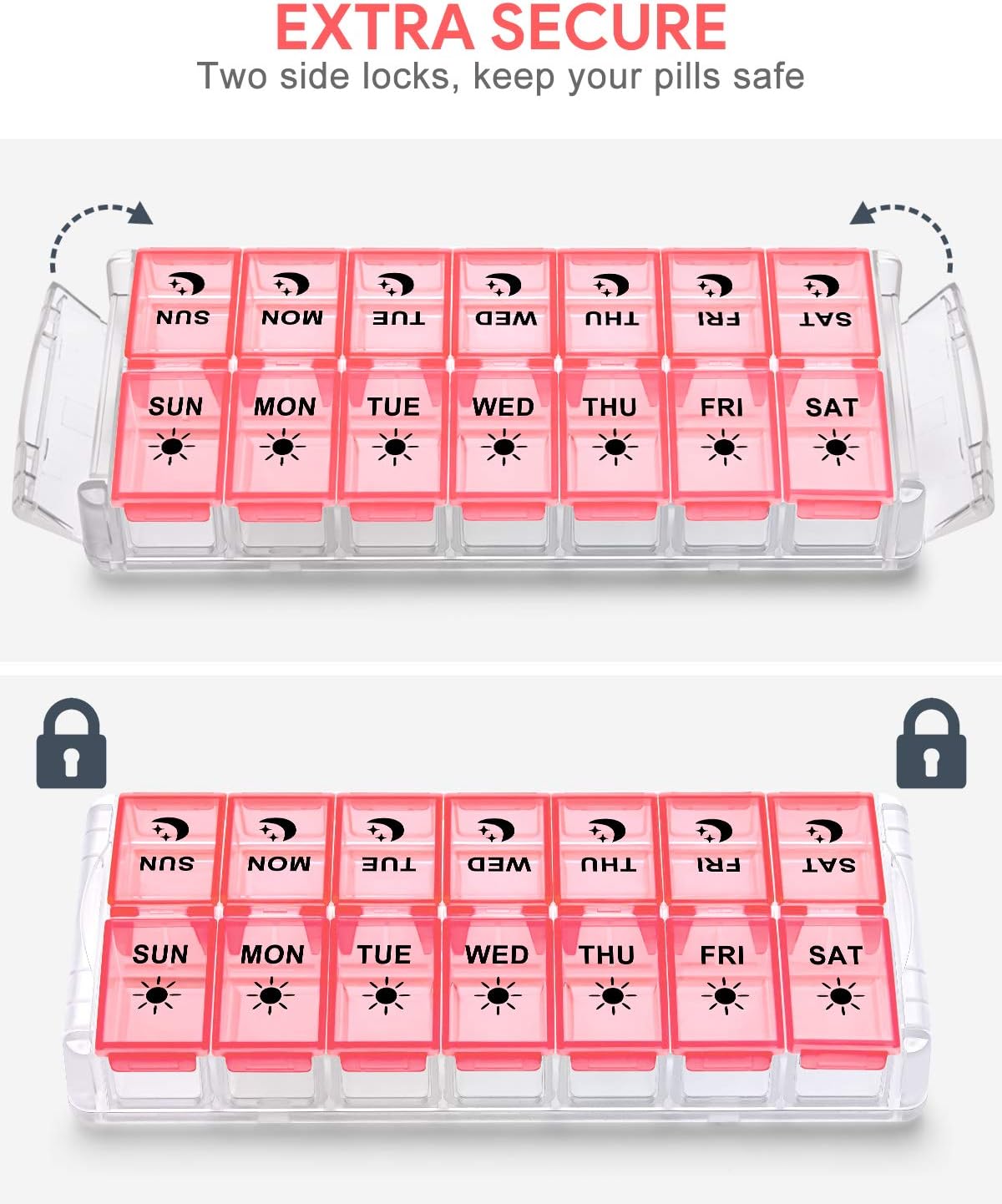 Weekly Pill Organizer 7 Day 2 Times a Day Extra Large, Quick Fill 2022 Fullicon AM PM XL Daily Pill Cases Pill Box