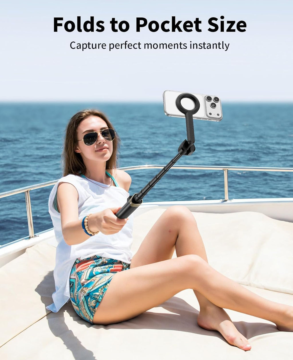 Magnetic Tripod for iPhone, Selfie Stick Monopod Tripod for Magsafe, 360° Rotatable Travel Tripod Heads Cell Phone