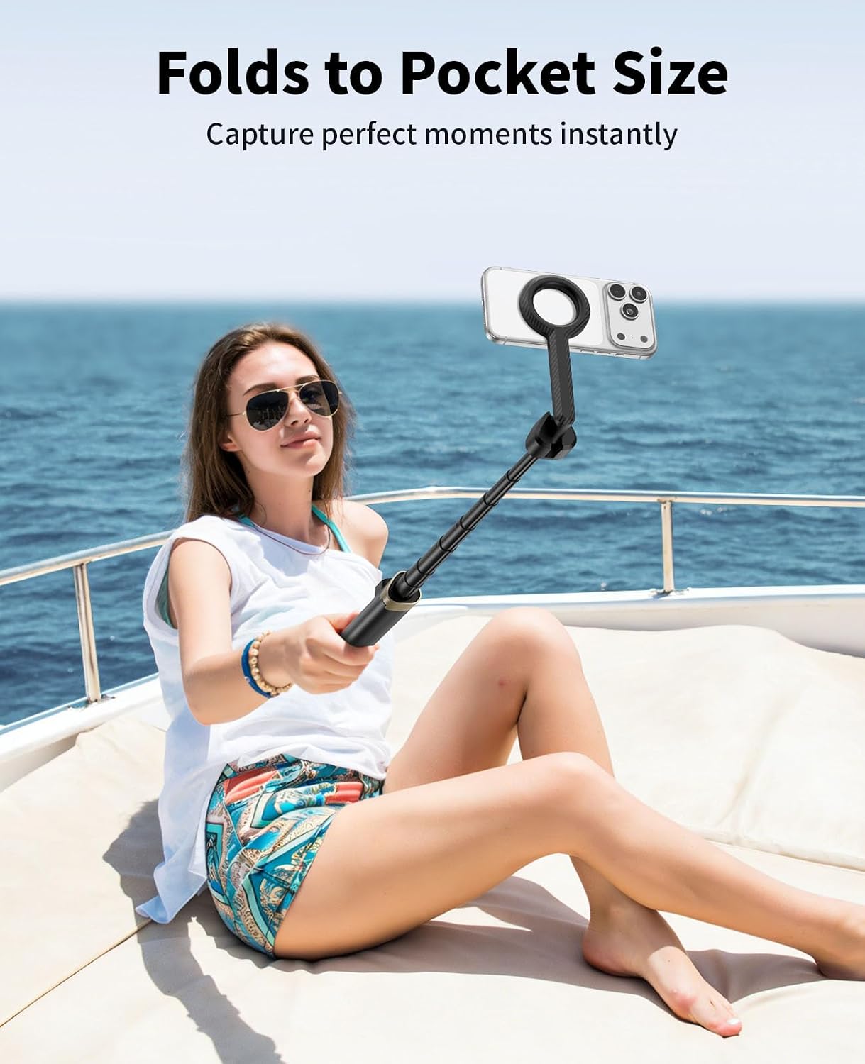 Magnetic Tripod for iPhone, Selfie Stick Monopod Tripod for Magsafe, 360° Rotatable Travel Tripod Heads Cell Phone