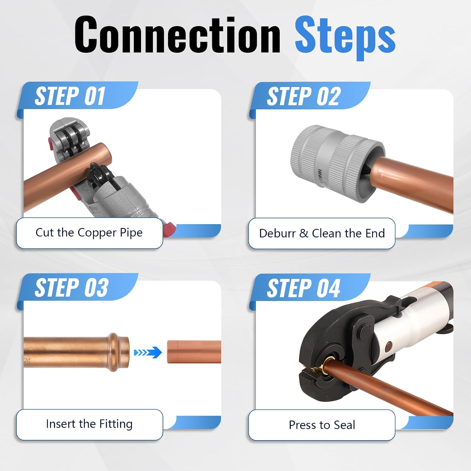 (5-Pack YVSKM) 1/2" Copper Press Extended Repair Coupling NO Stop – Copper Press Coupling for Plumbing Repair, Pipe