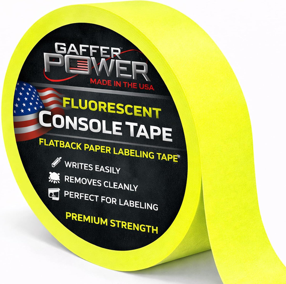 Console Tape 1 in x 20 Yds, Fluorescent Yellow, Write-On