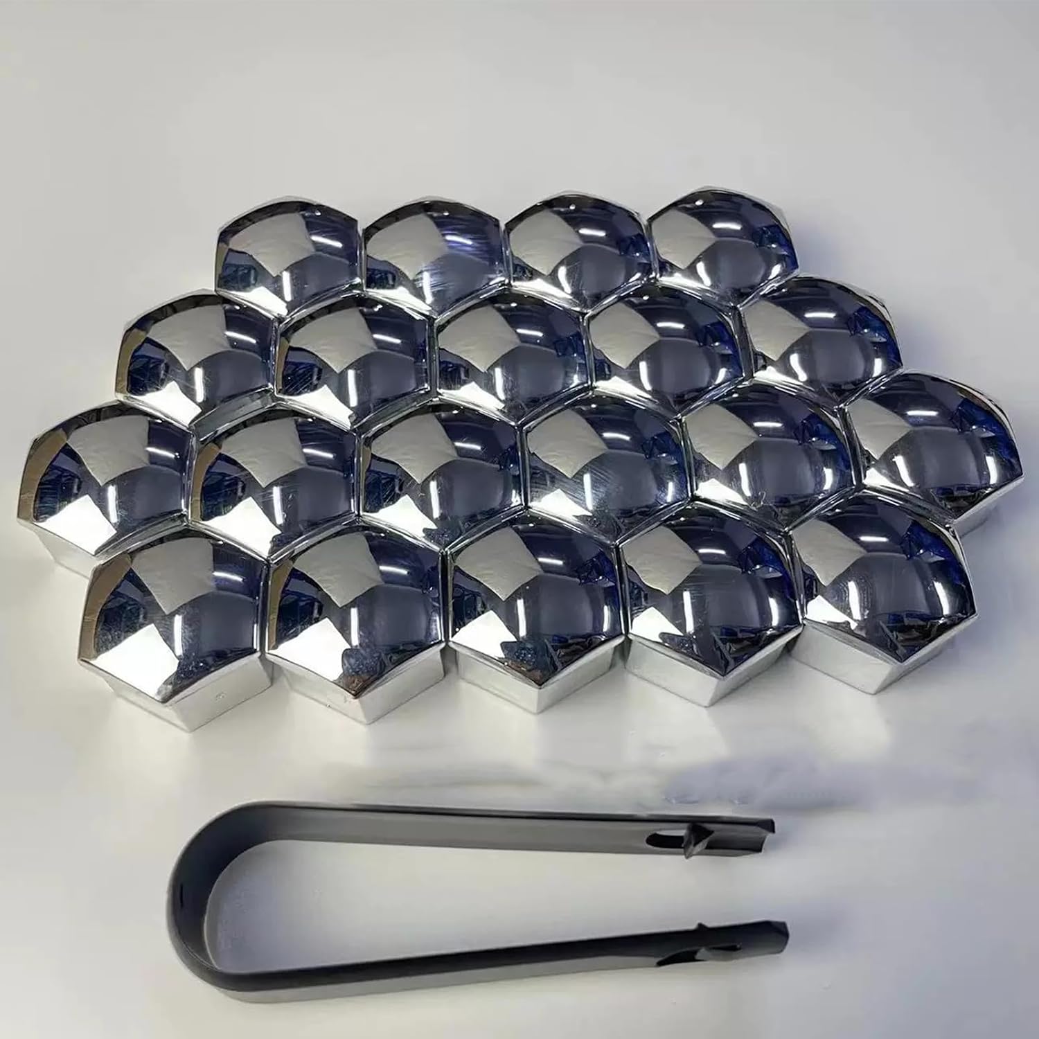Silver Wheel Center Hub Caps with Tesla Emble Brand Center Caps for 2019-2024 Model Y with 20 Silver Lug Nut Covers
