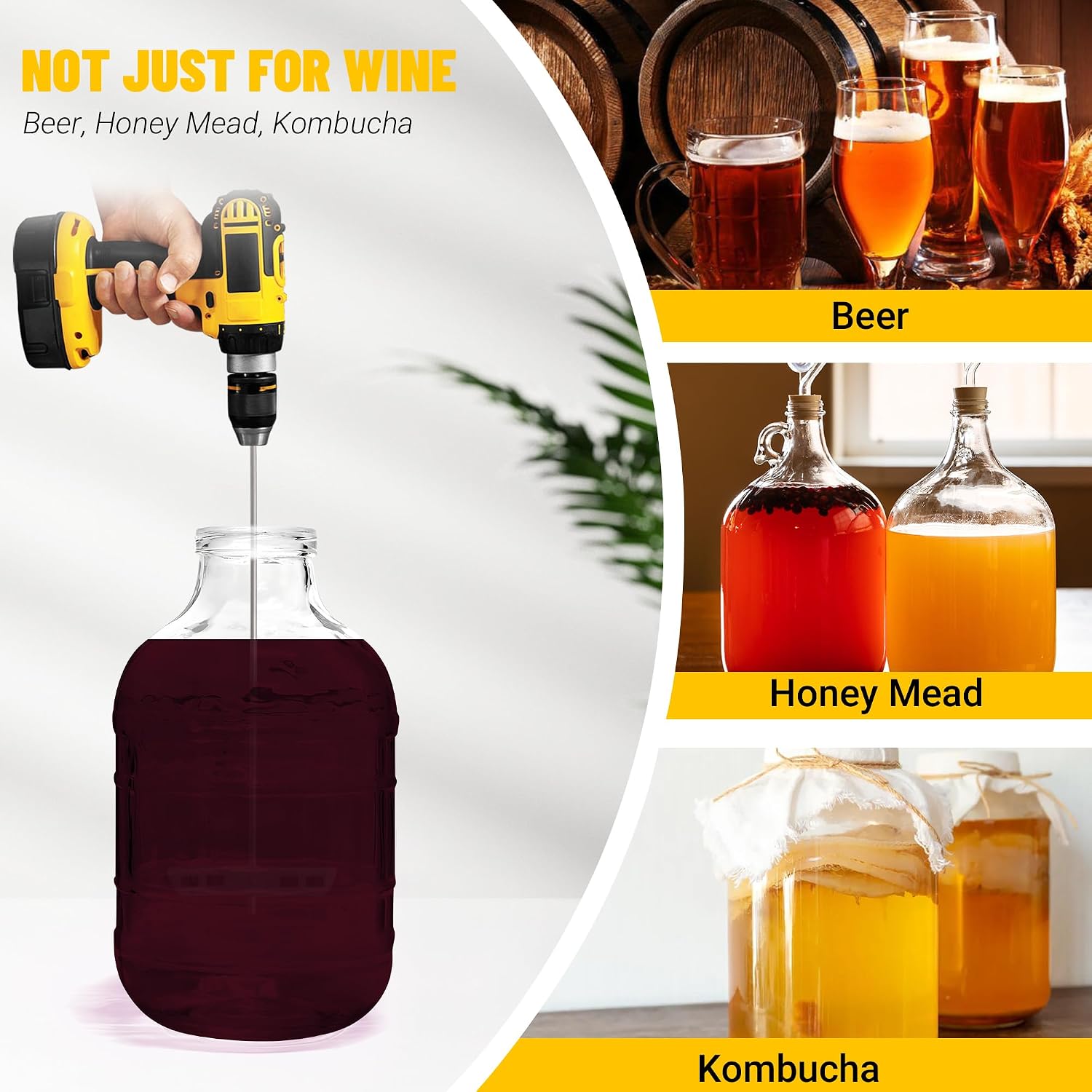 Wine Degasser Drill Attachment, Stainless Steel Wine Making Stirrer Tool | Foldable 17.5-inch Drill Mixer Rod